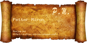 Petter Miron névjegykártya